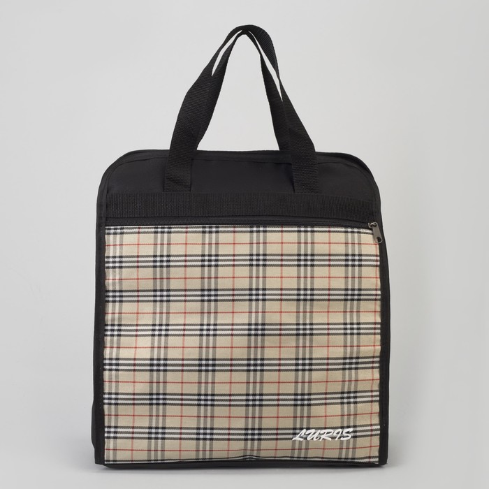 Сумка хозяйственная, отдел на молнии, наружный карман, цвет чёрный, вставка МИКС