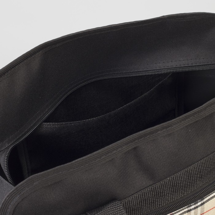 Сумка хозяйственная, отдел на молнии, наружный карман, цвет чёрный, вставка МИКС