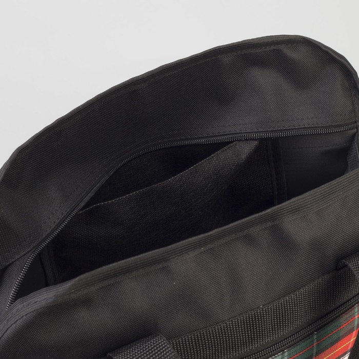 Сумка хозяйственная, отдел на молнии, наружный карман, цвет чёрный, вставка МИКС