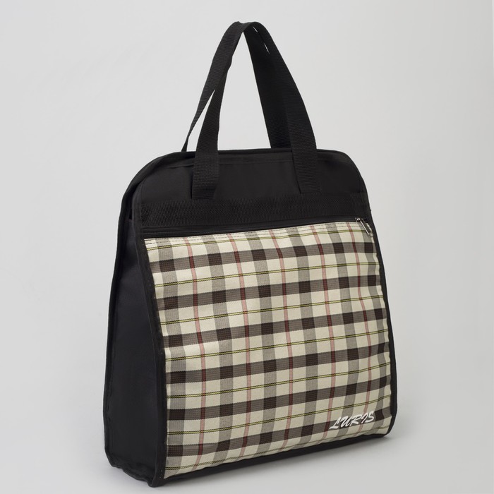 Сумка хозяйственная, отдел на молнии, наружный карман, цвет чёрный, вставка МИКС