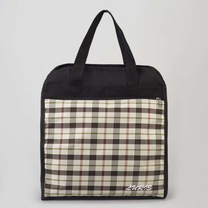 Сумка хозяйственная, отдел на молнии, наружный карман, цвет чёрный, вставка МИКС