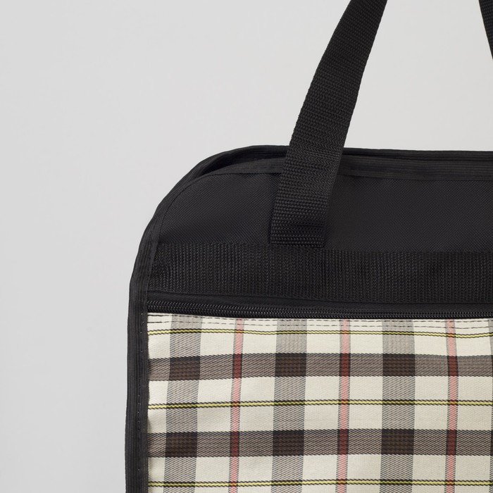 Сумка хозяйственная, отдел на молнии, наружный карман, цвет чёрный, вставка МИКС