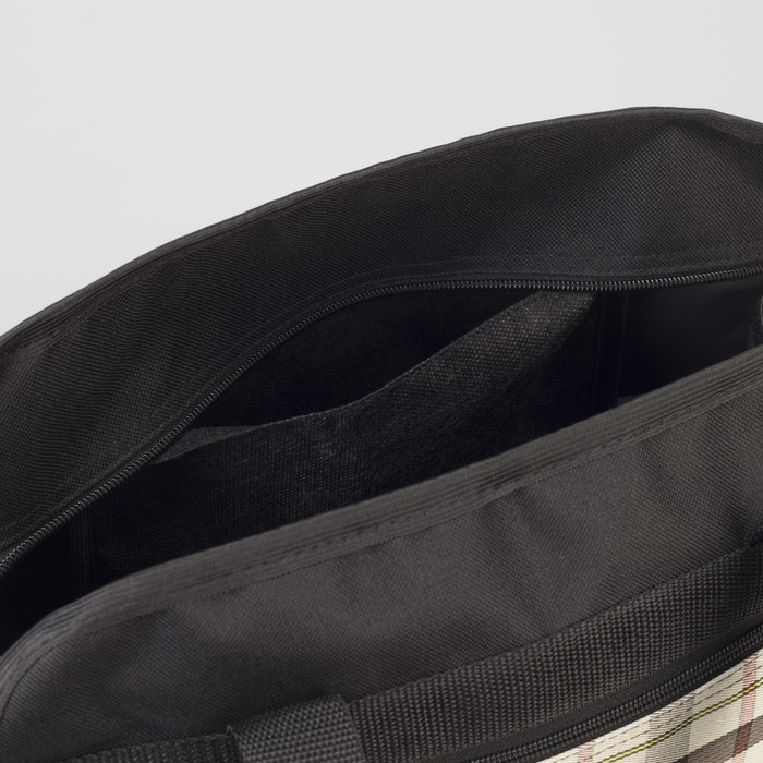 Сумка хозяйственная, отдел на молнии, наружный карман, цвет чёрный, вставка МИКС