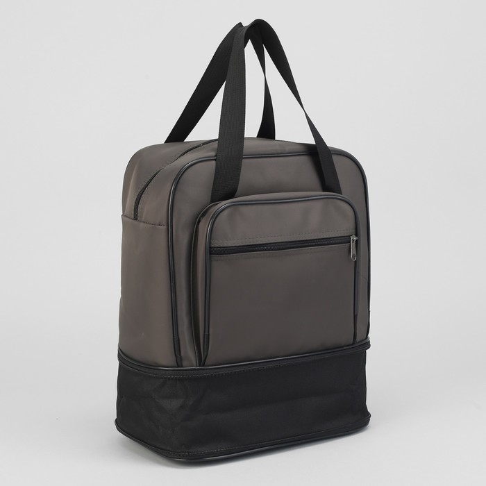 Сумка хозяйственная, 1 отдел на молнии, наружный карман, цвет серый