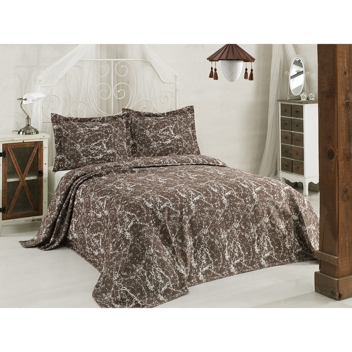 Комлпект Vartien: покрывало 240 × 260 см, наволочки 50 × 70 см - 2 шт, коричневый