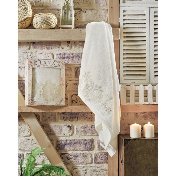 Полотенце Fleur, размер 70х130 см, цвет молочный, махра 500 г/м2 2508