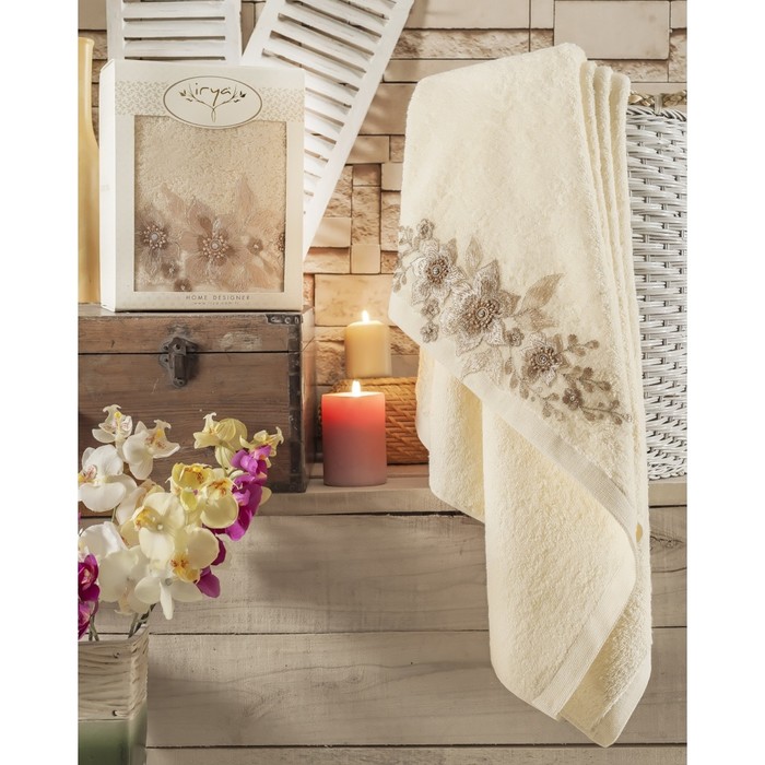 Полотенце Perceive, размер 85х150 см, цвет кремовый, махра 500 г/м2 2517