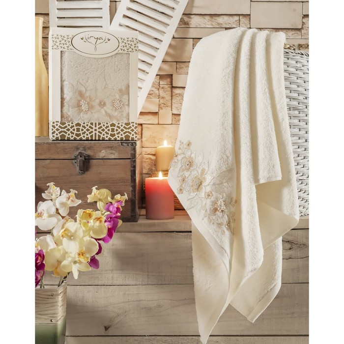 Полотенце Perceive, размер 85х150 см, цвет молочный, махра 500 г/м2 2517