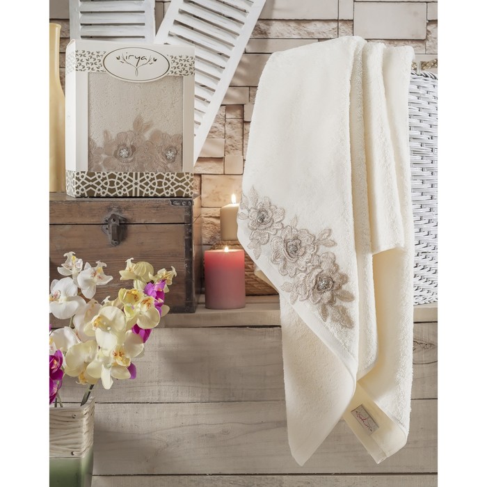 Полотенце Romantic, размер 85х150 см, цвет молочный, махра 500 г/м2 2518