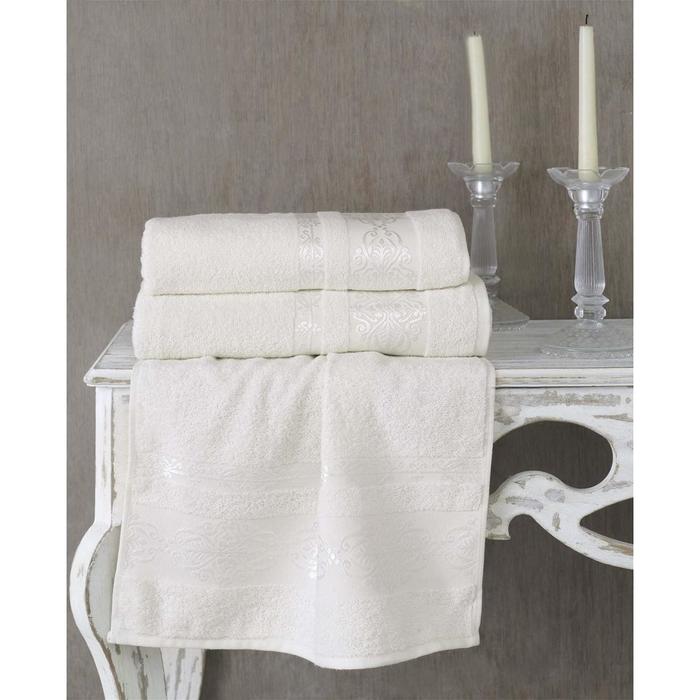 Полотенце Rebeka, размер 50х90 см, цвет кремовый, махра 350 г/м2 2657