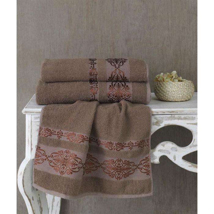 Полотенце Rebeka, размер 50х90 см, цвет коричневый, махра 350 г/м2 2657