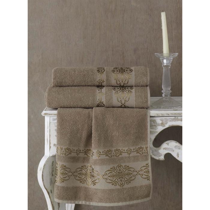 Полотенце Rebeka, размер 50х90 см, цвет кофейный, махра 350 г/м2 2657