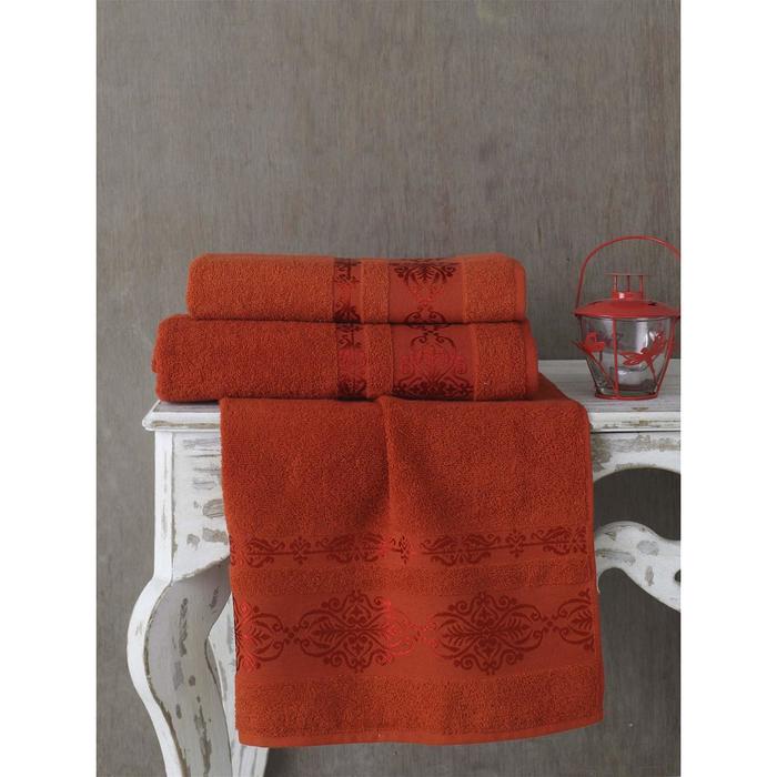Полотенце Rebeka, размер 50х90 см, цвет кирпичный, махра 350 г/м2 2657