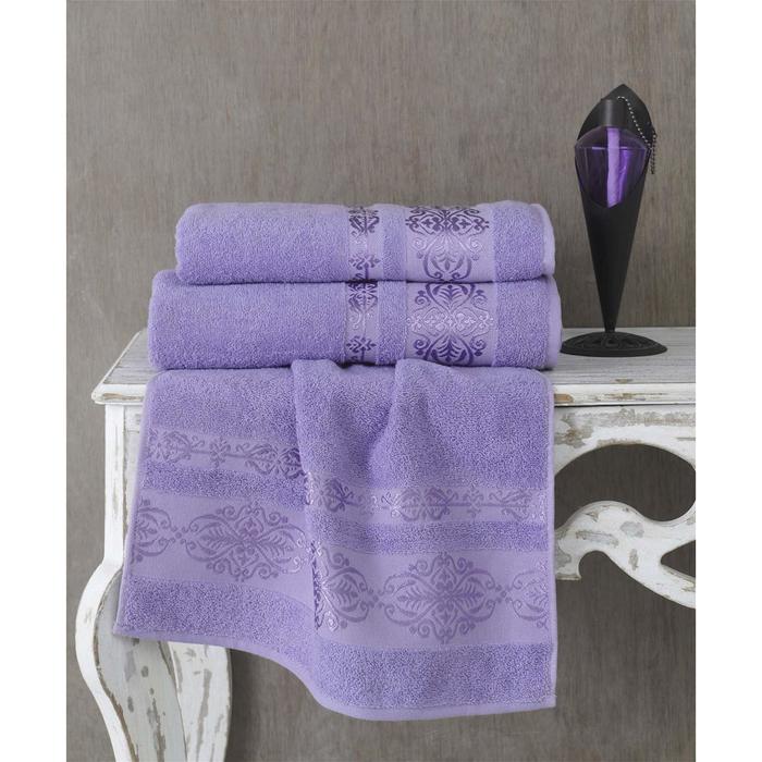 Полотенце Rebeka, размер 70х140 см, цвет сиреневый, махра 350 г/м2 2658
