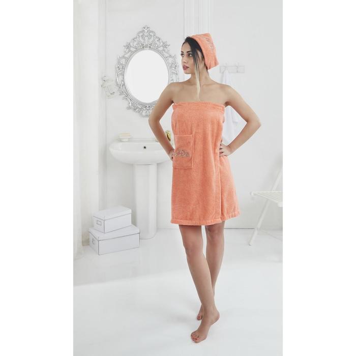 Набор для сауны Pera, парео 70х150 см, чалма 25х60 см, оранжевый, махра 380 г/м2 2607