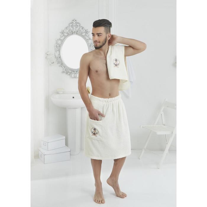 Набор для сауны Pamir, килт 70х150 см, полотенце 50х90 см, кремовый, махра 380 г/м2 2608