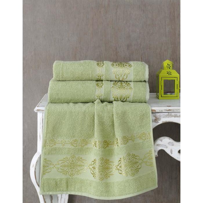 Полотенце Rebeka, размер 70х140 см, цвет тёмно-зелёный, махра 350 г/м2 2658