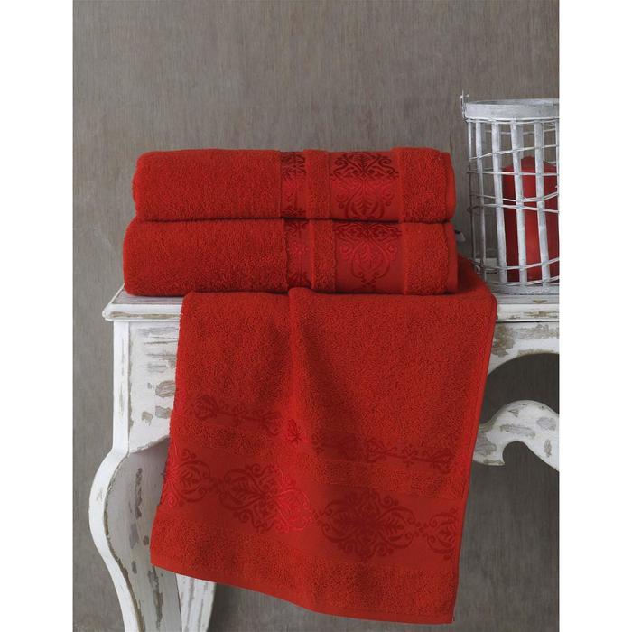 Полотенце Rebeka, размер 70х140 см, цвет красный, махра 350 г/м2 2658