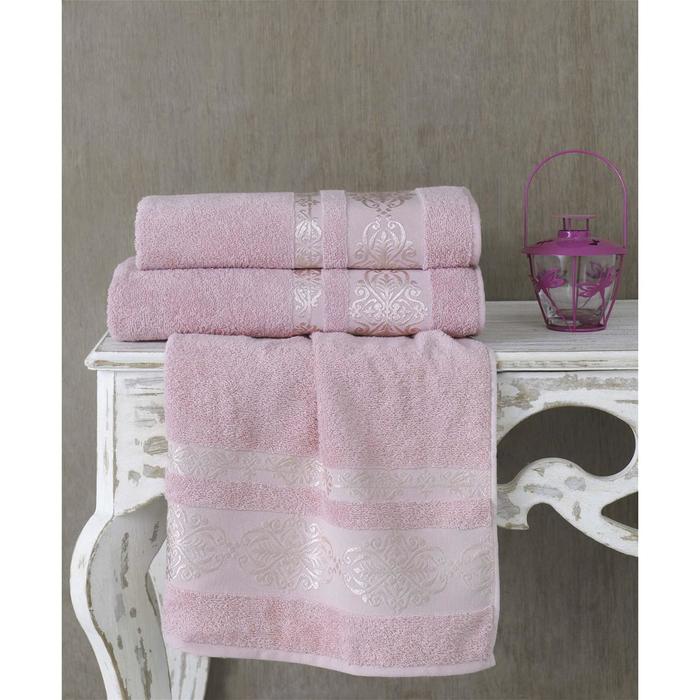 Полотенце Rebeka, размер 70х140 см, цвет грязно-розовый, махра 350 г/м2 2658