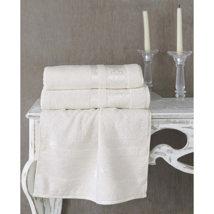 Полотенце Rebeka, размер 90х150 см, цвет кремовый, махра 350 г/м2 2659