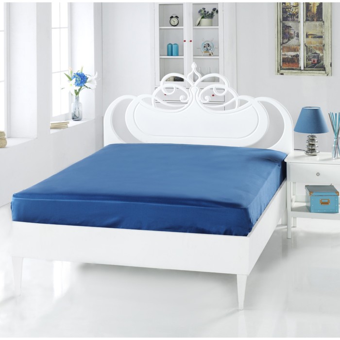 Простыня Servan, размер 160х240 см, цвет синий, сатин 120 г/м2 220/9