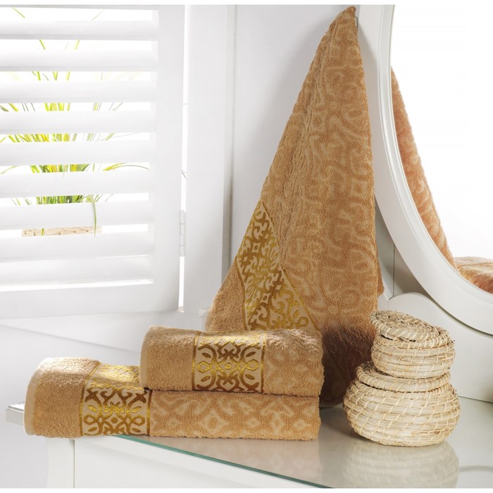 Полотенце Sahra, размер 70х140 см. цвет бежевый, махра 350 г/м2 2762