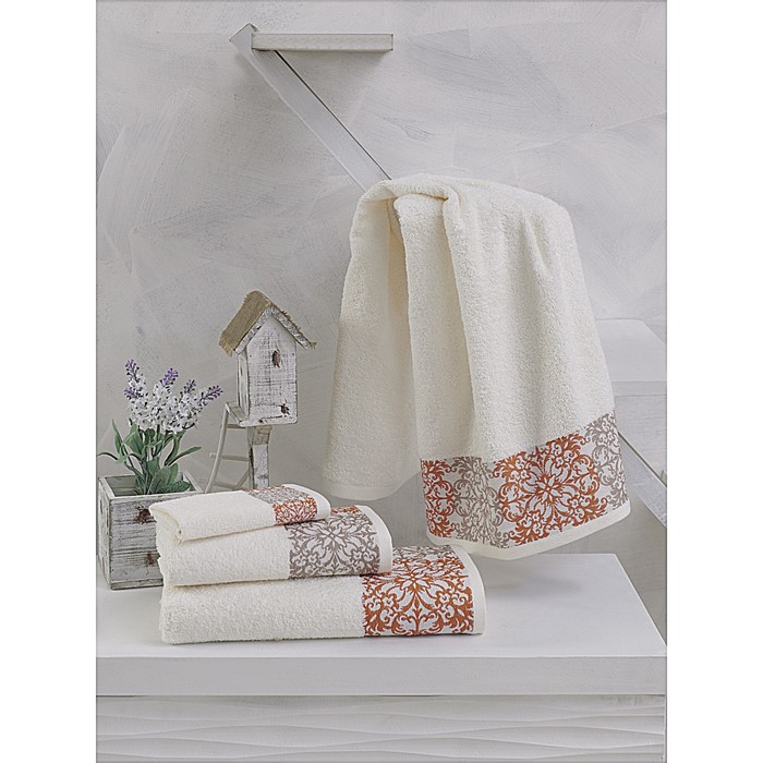 Полотенце Edusa, размер 50х90 см, цвет кремовый, махра 450 г/м2 1078