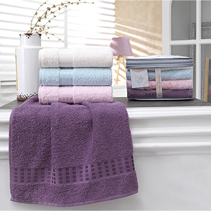 КМП Kayra, размер 50х90 см-4 шт., махра 400 г/м2 V1 1081