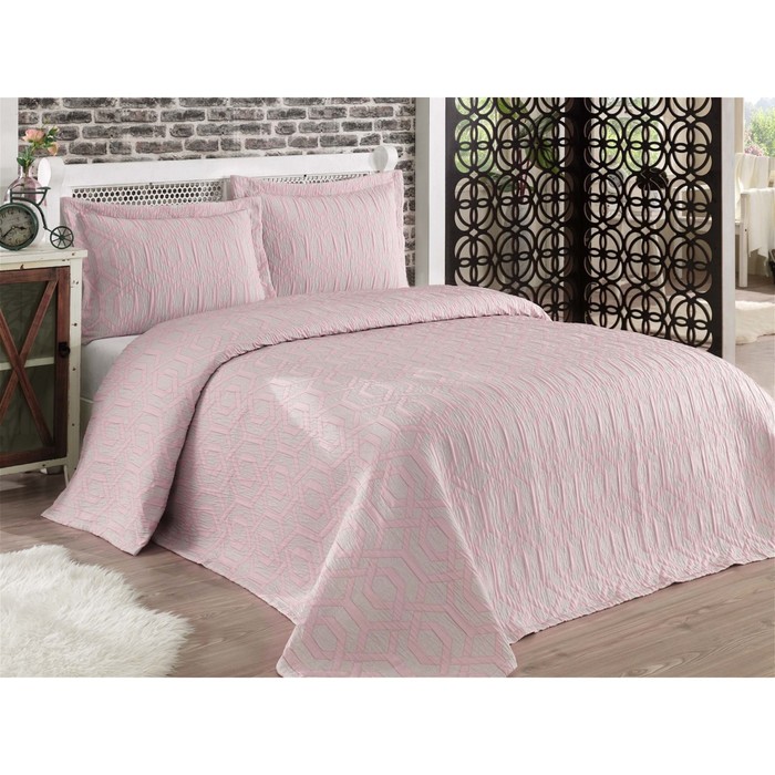 Комплект Zamora: покрывало 260 × 260 см, наволочки 50 × 70 см - 2 шт, пудра