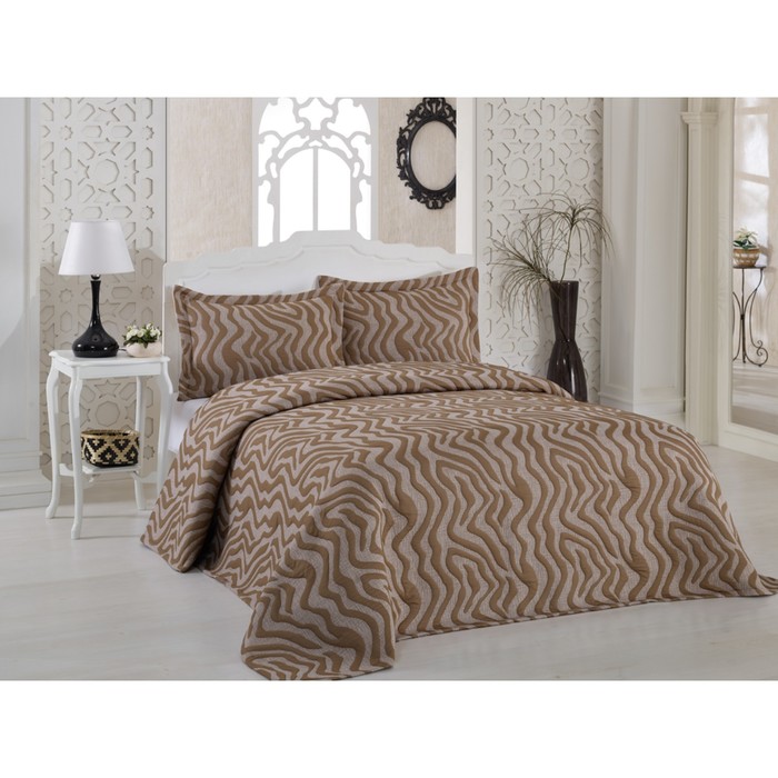 Каомплект Zebra: покрывало 240 × 260 см, наволочки 50 × 70 см - 2 шт, коричневый