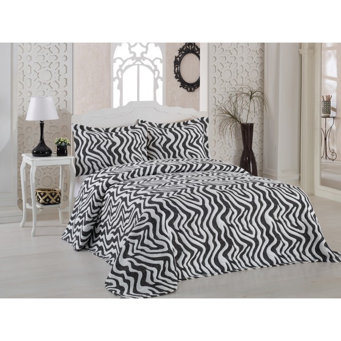 Каомплект Zebra: покрывало 240 × 260 см, наволочки 50 × 70 см - 2 шт, чёрный