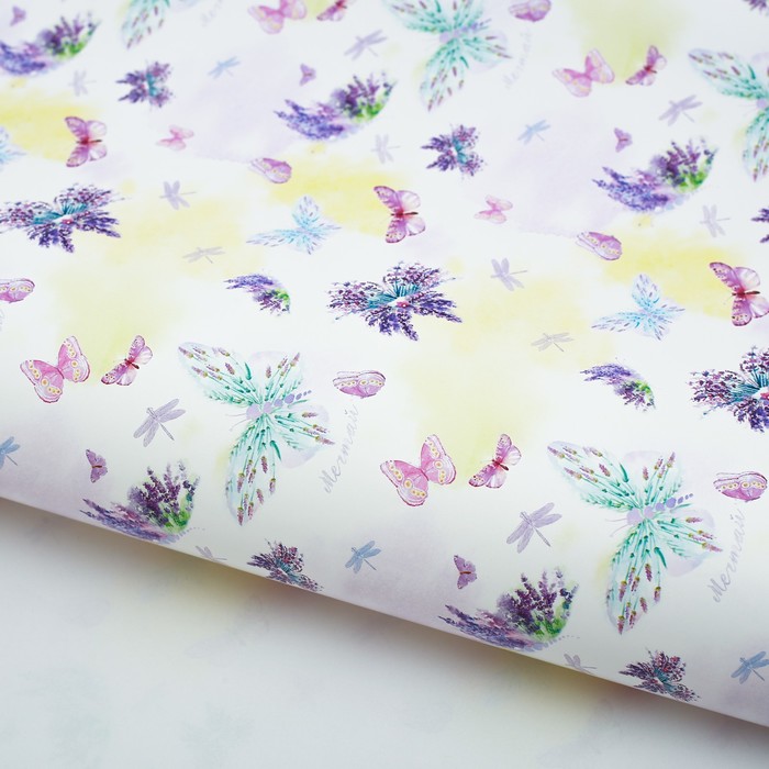 Бумага упаковочная глянцевая"Лавандовое утро", 70х100 см