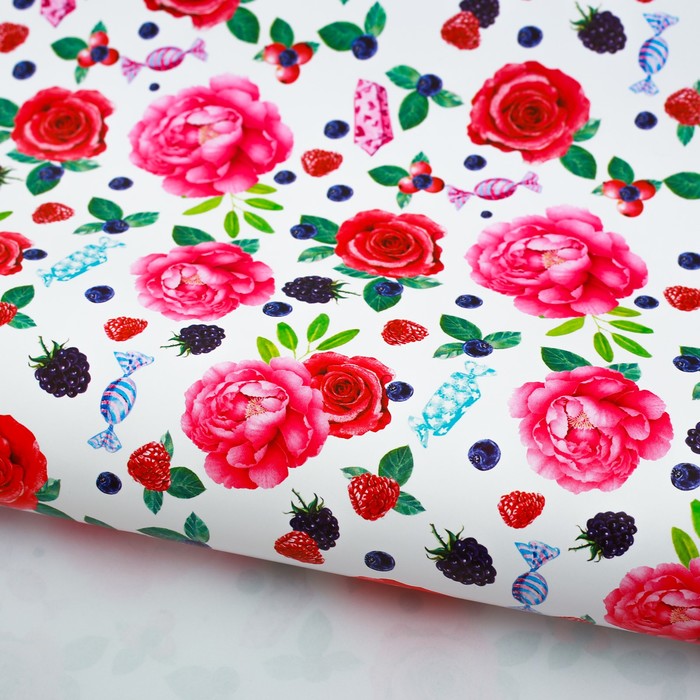 Бумага упаковочная глянцевая"Сладкие конфеты", 70х100 см