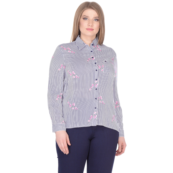 Блузка женская 7176L, цвет синий, р-р 52 рост 175