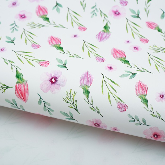 Бумага упаковочная глянцевая"Розовый сад", 70х100 см