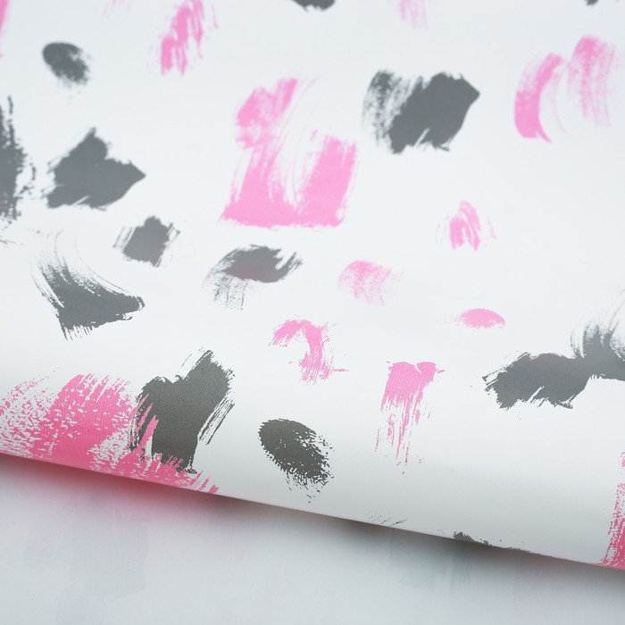 Бумага упаковочная глянцевая "Мазки на белом фоне", 100х70 см