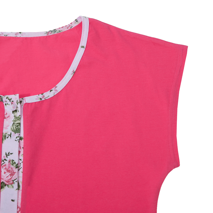 Пижама женская (футболка на пуговицах, шорты) 221хр1947 цвет тёмно-розовый, р-р 52