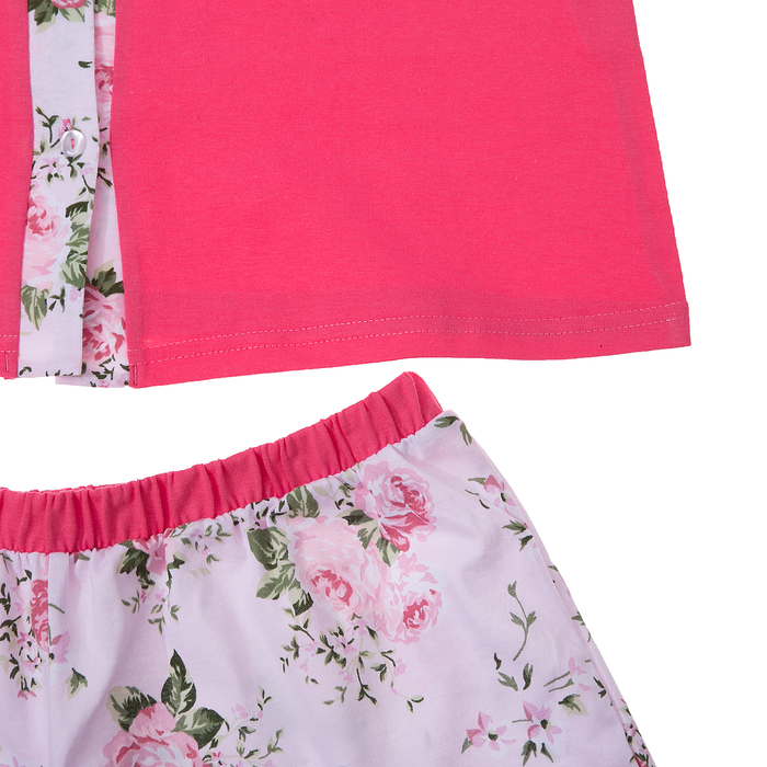 Пижама женская (футболка на пуговицах, шорты) 221хр1947 цвет тёмно-розовый, р-р 52