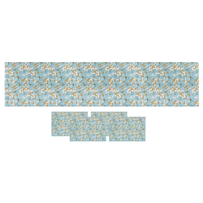 Кухонное панно ПВХ с салфетками "Синие цветы" 2835х630 мм