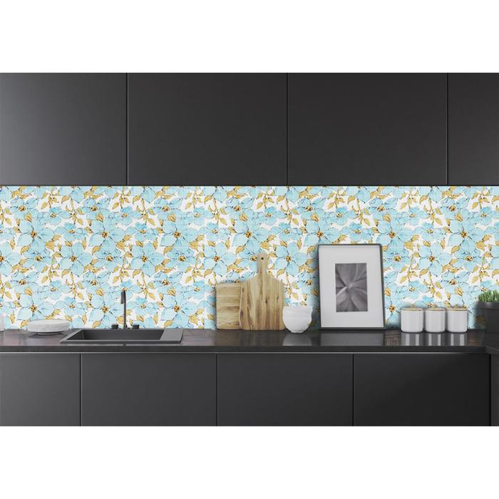 Кухонное панно ПВХ с салфетками "Синие цветы" 2835х630 мм