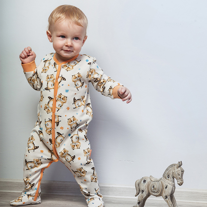 Комбинезон для мальчика, рост 74 см, принт еноты 172-006-39