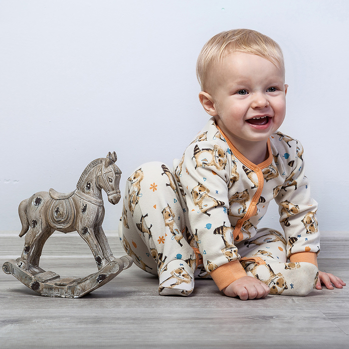 Комбинезон для мальчика, рост 74 см, принт еноты 172-006-39