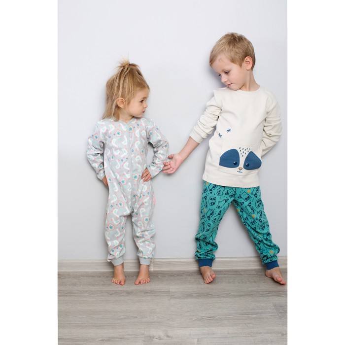 Пижама для мальчика, рост 134 см, цвет бежевый/бирюзовый 172-245-05