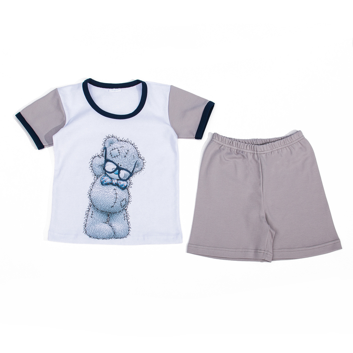 Пижама для мальчика "Мишки-Тедди", рост 104-110 см, цвет серый т109