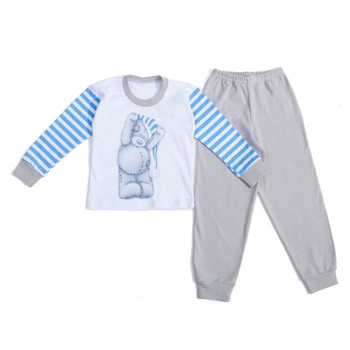 Пижама для мальчика "Мишки-Тедди", рост 122-128 см, цвет серый мт117