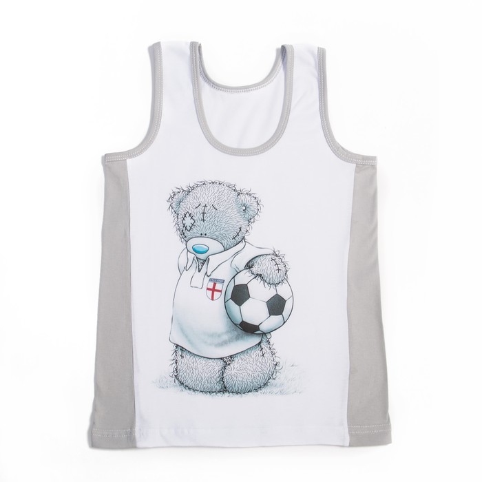 Майка для мальчика "Мишки-Тедди", рост 122-128 см, цвет белый/серый мт122