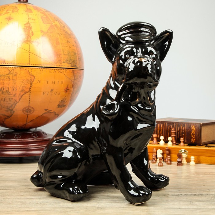 Копилка "Собака детектив" глазурь черная