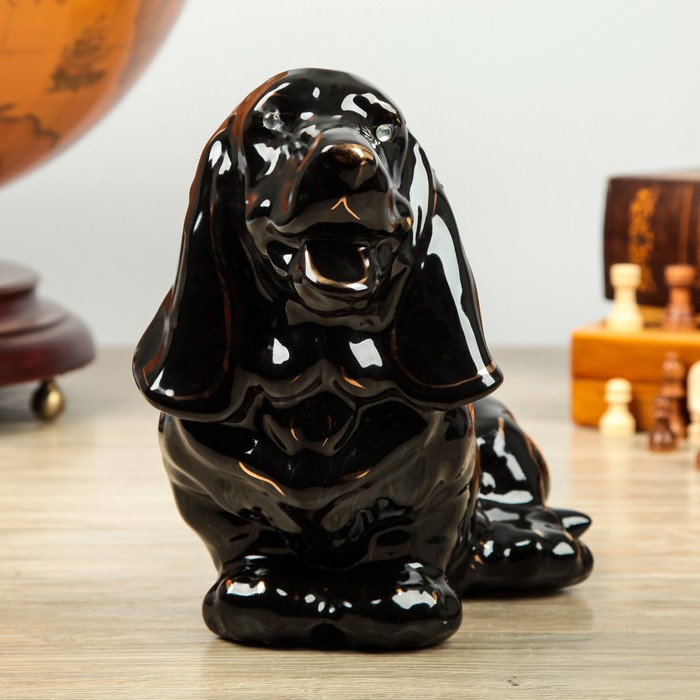 Копилка "Бигл"   глазурь черная