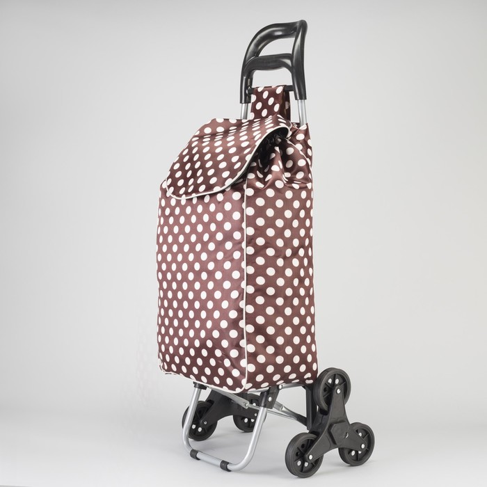 Сумка-тележка хозяйственная на колёсах "Горох", 1 отдел на клапане, нагрузка до 20 кг, цвет коричневый