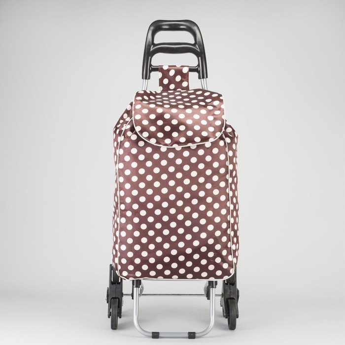 Сумка-тележка хозяйственная на колёсах "Горох", 1 отдел на клапане, нагрузка до 20 кг, цвет коричневый